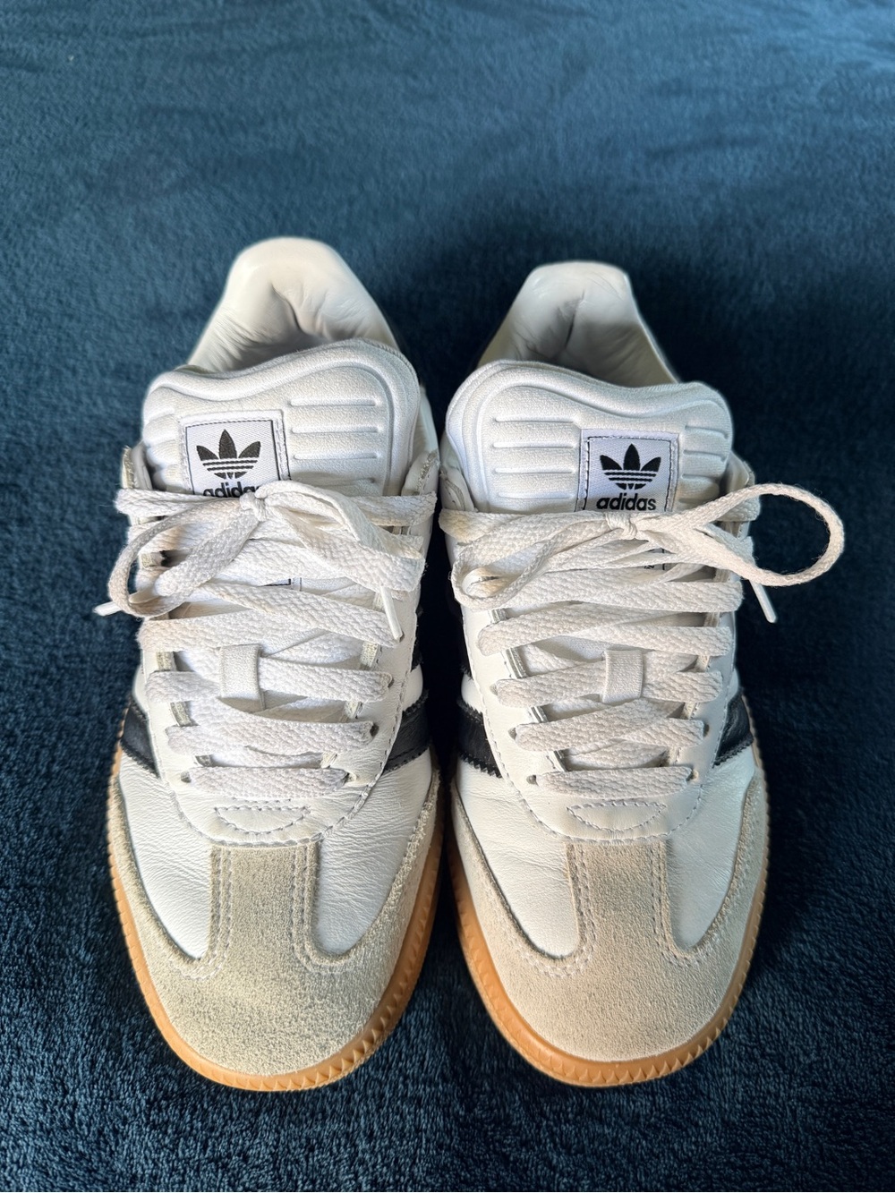 adidas Sambae Samba White Black Tan Gum Shoes Boys Size 5/Women's Size 6